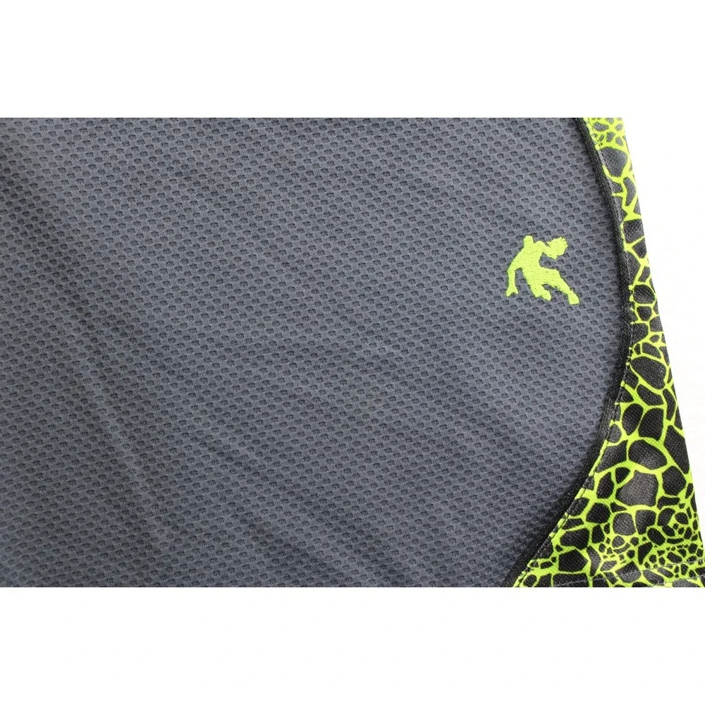 AND1 Boys Athletic Basketball Shorts Size L (10/12) Gray Neon Green Trim